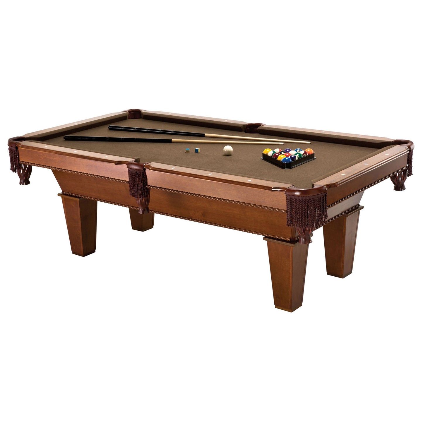 Camden 7-Foot Brown Wool Top Pool Table Set