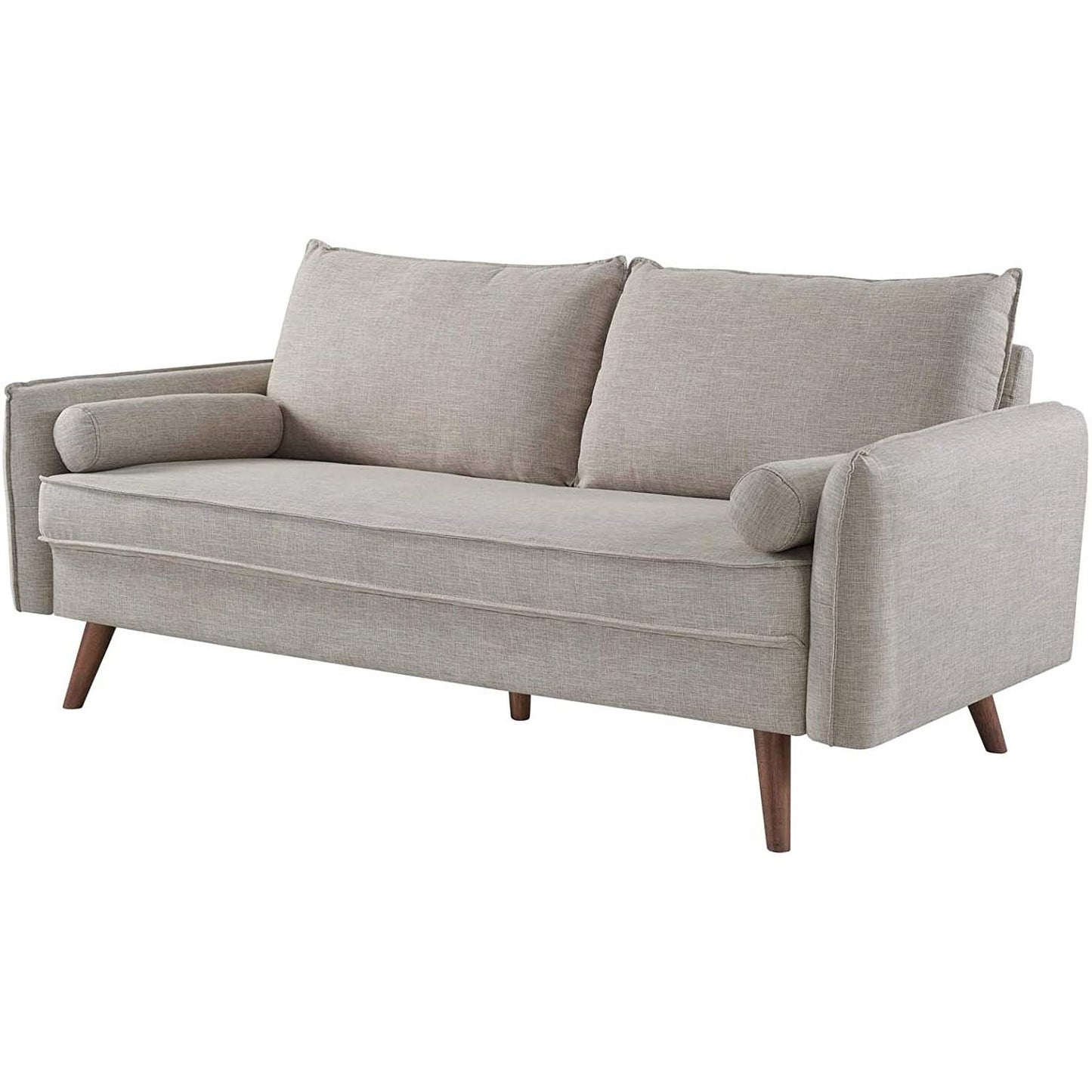 Harper Beige Upholstered Mid-Century Modern Sofa